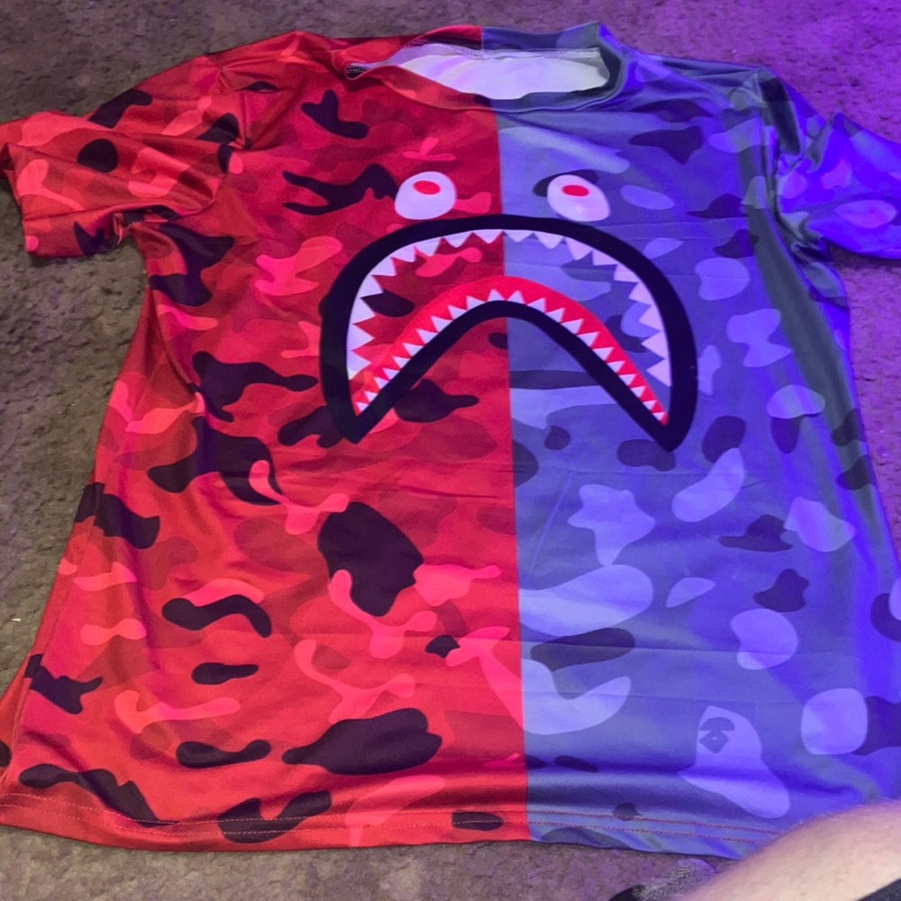 Shein Shark mouth Tee, multicolored half n half,  breathable  great fit size M